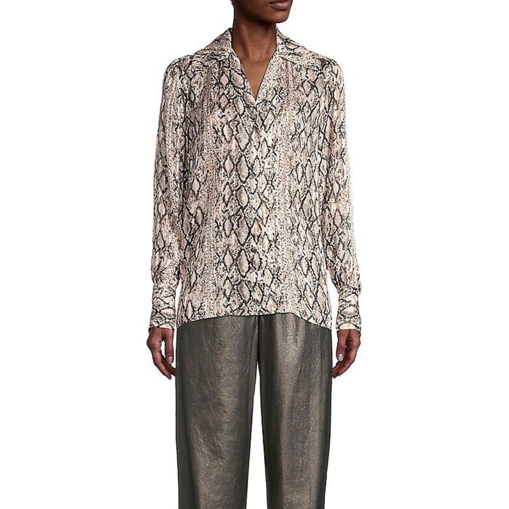 Brochu Walker The Layra Snake Printed Blouse Metallic Python